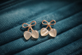 Rose Gold Bow Heart Drop Earrings