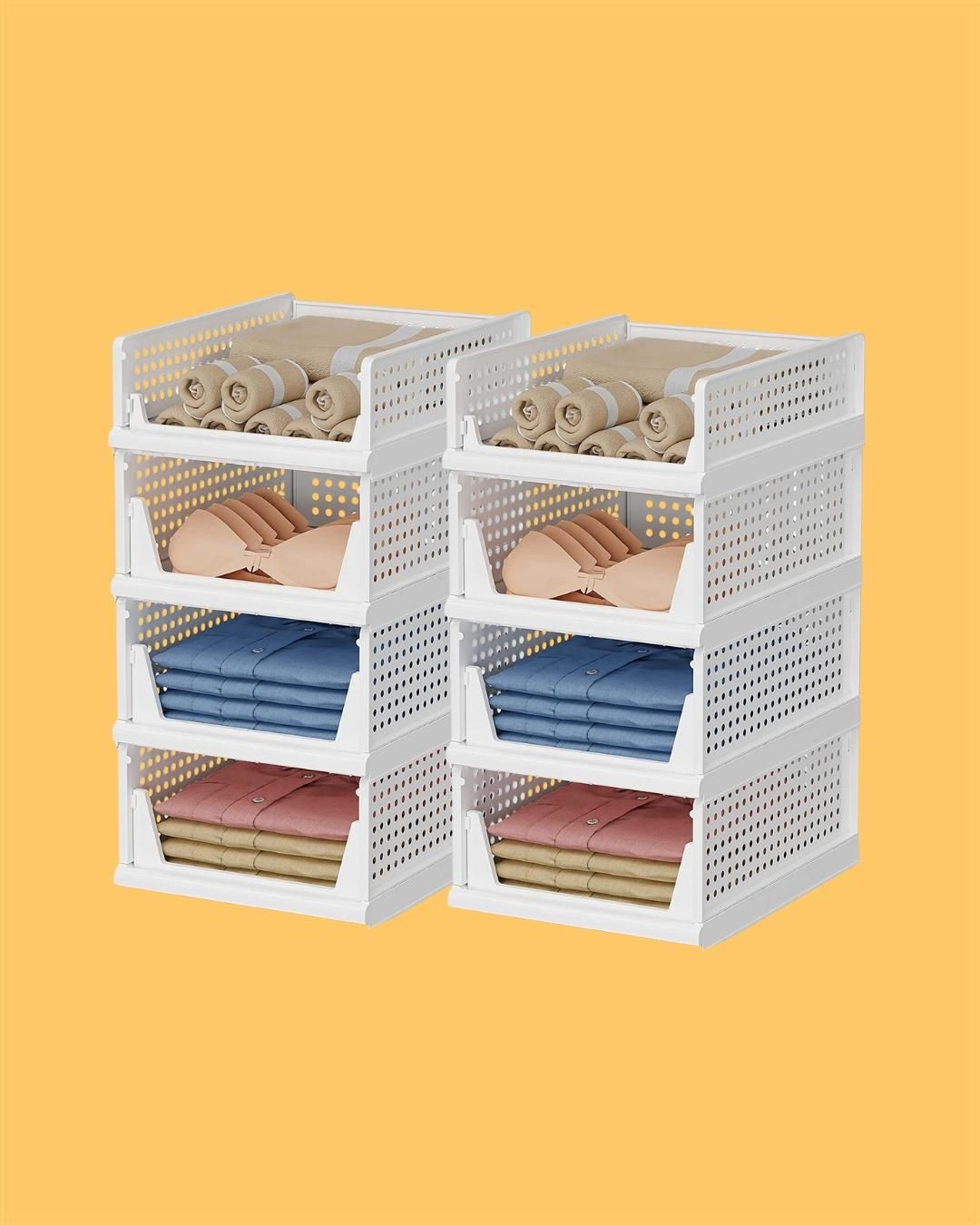 Foldable & Stackable Closet Organizer for Clothes – Pack of 3