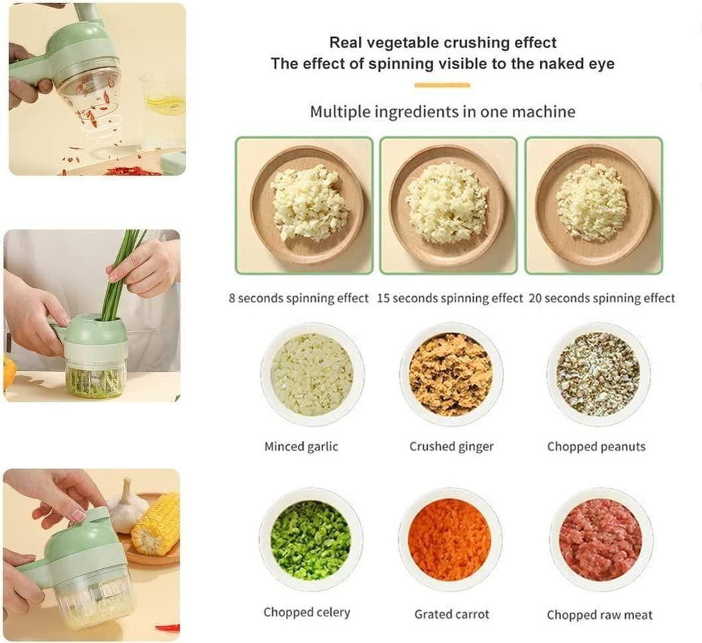 4-in-1 Electric Vegetable Chopper & Mini Food Processor
