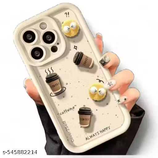 Unique 3D Cartoon And Coffee Soft Case for iPhone 16 Pro || Adorable 3D Cartoon Coffee Silicone Case for Apple iPhone 16 Pro || Stylish 3D Cartoon Coffee iPhone