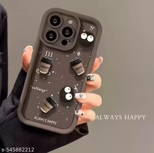 Unique 3D Cartoon And Coffee Soft Case for iPhone 16 Pro || Adorable 3D Cartoon Coffee Silicone Case for Apple iPhone 16 Pro || Stylish 3D Cartoon Coffee iPhone