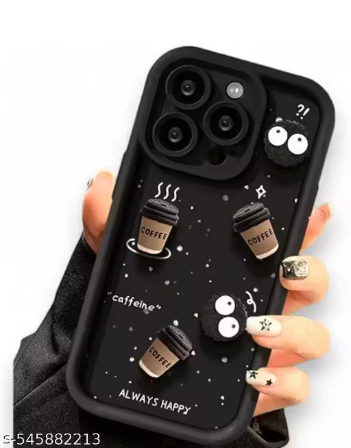 Unique 3D Cartoon And Coffee Soft Case for iPhone 16 Pro || Adorable 3D Cartoon Coffee Silicone Case for Apple iPhone 16 Pro || Stylish 3D Cartoon Coffee iPhone