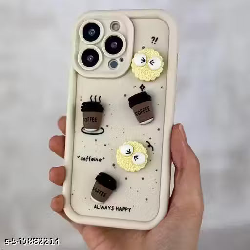 Unique 3D Cartoon And Coffee Soft Case for iPhone 16 Pro || Adorable 3D Cartoon Coffee Silicone Case for Apple iPhone 16 Pro || Stylish 3D Cartoon Coffee iPhone